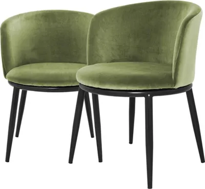 Produktbild von Casa Padrino Luxus Esszimmerstuhl Set Hellgrün / Schwarz 57 x 57 x H. 74 cm - Esszimmermöbel