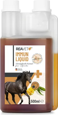 Produktbild von REAVET Immun Liquid für Pferde 500ml - 100% naturbelassenen Kräutermischung, Immunsaft Pferd zur Unterstützung des Immunsystems, Stärkung der Abwehrkräfte