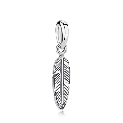 Produktbild von PANDACHARMS Feder Charm Anhänger, 925er Sterling Silber, passt zu Pandora