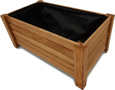 Immagine prodotto di Fioriera Rettangolare 59x33x25 cm in Legno Colore Marrone Chiaro Vaso da Fiori Coprivaso Naturale per Balcone e Giardino