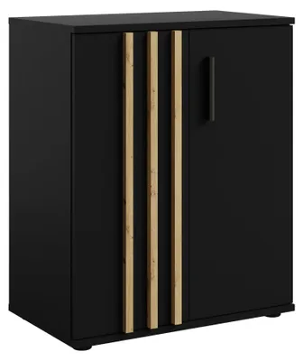 Produktbild von Kommode TOVENA 01 – 2 Türen, mit Lamellenfront (60×72,7×35 cm) – Schwarz