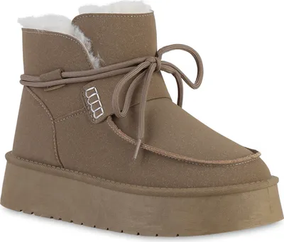 Produktbild von VAN HILL Damen Warm Gefütterte Winter Boots Stiefeletten Bequeme Schuhe 841476, Farbe: Khaki, Größe: 38