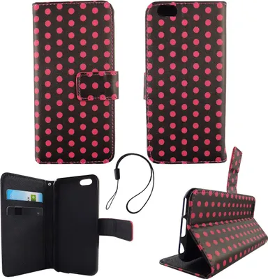 Produktbild von Handyhülle Tasche für Handy Apple iPhone 6 / 6s Polka Dot Schwarz Pink