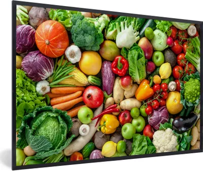 Produktbild von MuchoWow® Gerahmtes Poster Obst - Gemüse - Apfel 90x60 cm - Poster mit Schwarzem Bilderrahmen Wandposter Rahmen Foto Bilder - Fotorahmen - Foto-Plakat