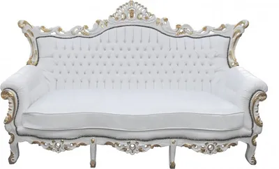 Produktbild von Casa Padrino Barock 3-er Sofa Master Weiss / Gold, 210 x 60 x 131 cm, handgefertigtes Antik Stil Replikat
