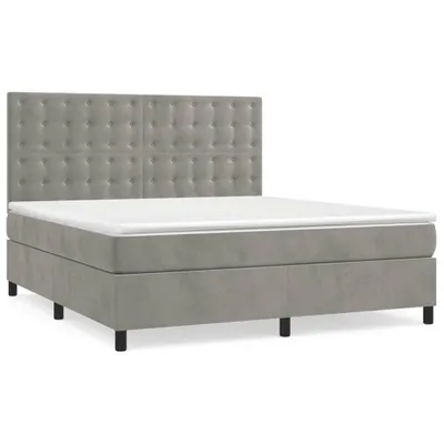 Obrázek produktu pro vidaXL Postel Boxspring s matrací Light Grey 160x200 cm Velvet
