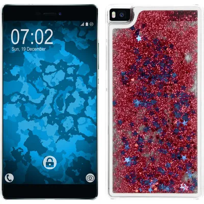 Produktbild von PhoneNatic Case kompatibel mit Huawei P8 - Hülle rot Stardust Hard-case + 2 Schutzfolien
