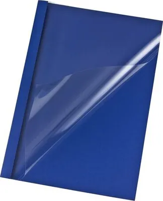 Produktbild von 25x Thermobindemappen A4 6mm für 60 Blatt Lederoptik blau