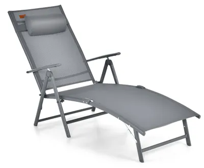 Imagen del producto de Silla de playa plegable con 7 posiciones de reclinación ajustables