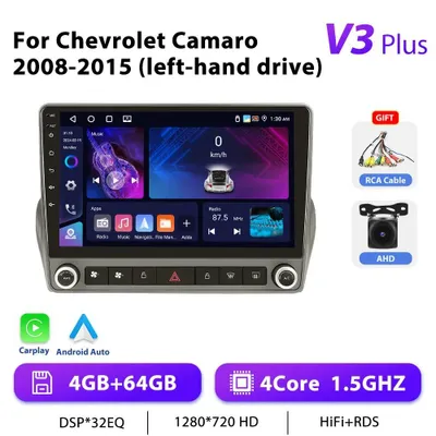 Zdjęcie produktu dla Chevrolet Camaro 2008–2015 – radio samochodowe z systemem Android w formacie Double-DIN – ekran dotykowy 23 cm – CarPlay i Android Auto – 4+64 GB – nawigacja GPS – Wi-Fi