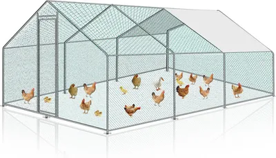 Produktbild von TolleTour Hühnerstall Outdoor großer Hühnerhaus Dach Freilaufgehege Geflügelstall mit PE Verzinkter Stahlrahmen und abschließbare Tür 3 x 6 x 2 m
