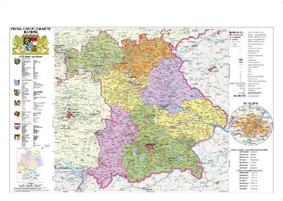 Produktbild von Bayern politisch mit Postleitzahlen