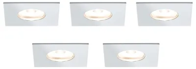 Productafbeelding van 5 x NCC-Licht LED inbouwspots voor meubels, aluminium, vierkant, 35mm, 5 x 1W, 110lm, warm wit, 2700K