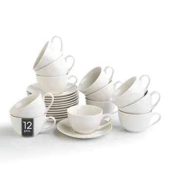 Produktbild von Cappuccinotassen mit Untertasse - 220 ml - Weiß - Bone China - 12er Set