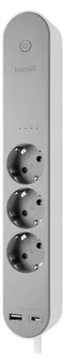 Produktbild von Hombli Steckdosenleiste - Wechselstrom 230 V - Eingabe, Eingang Typ E - Ausgangsanschlüsse: 3 (3 x Typ E, USB, USB-C)
