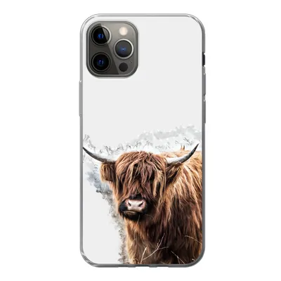 Produktbild von MuchoWow® Handyhülle Schutzhülle Hülle für iPhone 12 Pro Schottischer Highlander - Farbe - Grau Silikon Softcase Handy Hülle - Abdeckung