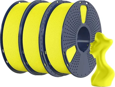 Productafbeelding van 3D-printfilament, hoge doorvoersnelheid, weinig filamentresten, geel