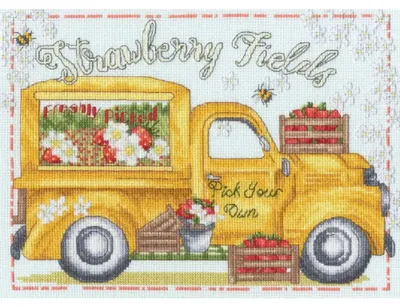 Obrázok produktu pre Súprava na vyšívanie krížovým stehom Bothy Threads „Jahodové polia“, XKTB25, 28 x 20 cm