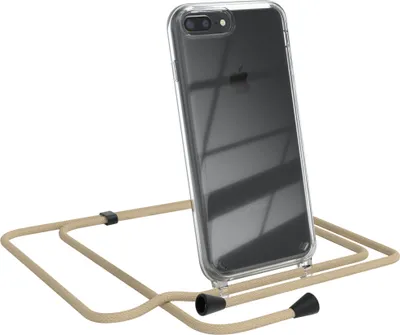 Produktbild von EAZY CASE Handykette kompatibel mit Apple iPhone 8 Plus / 7 Plus, Handyhülle mit Umhängeband, Handykordel, Schutzhülle Clear, Band in Blau