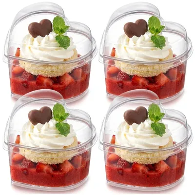 Produktbild von Herzförmige Dessertförmchen mit Deckel, 130 ml, 4er-Set
