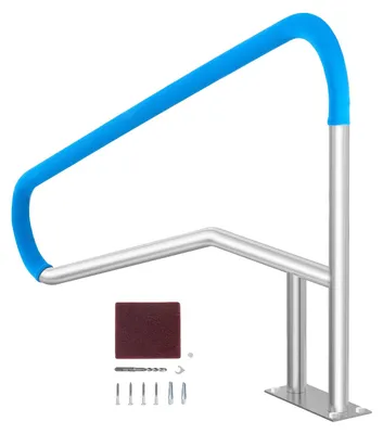 Obrázek produktu pro Zábradlí k bazénu VEVOR, 1395 x 810 x 100 mm, vstup do bazénu z nerezové oceli se základovou deskou pro vnitřní/venkovní bazény, pomůcka pro vstup na palubu, nerezové madlo