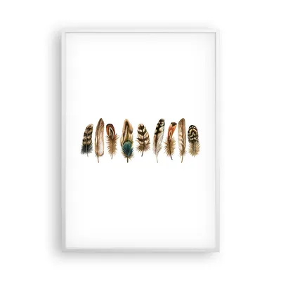 Produktbild von Gerahmtes Poster - Weißer Rahmen - Weiß Hintergrund Federn - 70x100 cm - Wand Bild - Wanddeko - Wandbilder - Kunstposter - Wandposter - Bilderrahmen - Bilder - Kunstdruck - P2WPA70x100-4419