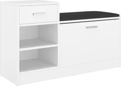 Zdjęcie produktu dla Ławka z miejscem na buty, biała, 94,5x31x57 cm