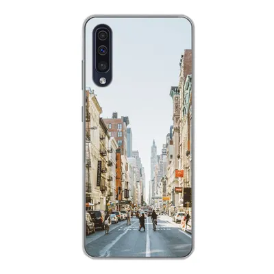 Produktbild von MuchoWow® Handyhülle Schutzhülle Hülle für Samsung Galaxy A30s Belebte Straße in New York Silikon Softcase Handy Hülle - Karteninhaber