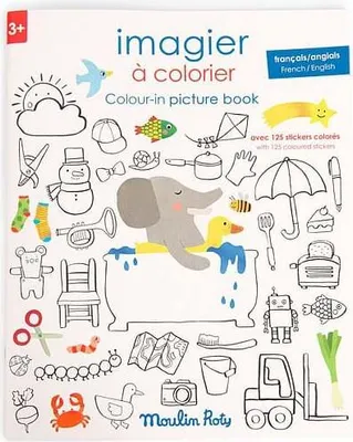 Immagine prodotto di Libro da disegno con adesivi Inglese-Francese, Moulin Roty