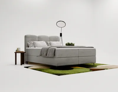 Obrázek produktu pro Postel s pružinovým boxem 160x200 cm Malaga Box - manželská postel s roštem - sametová látka, základ postele - postel do ložnice s matrací a topperem Bonell (šedá - Magic Velvet 2217)