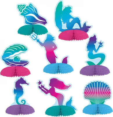 Immagine prodotto di Decorazioni di carta a forma di sirena 8 pezzi colorati 7 - 10 cm - taglia unica