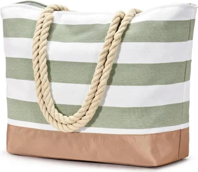 Image de Grand sac de plage Tote Bag avec fermeture éclair étanche 52x36cm