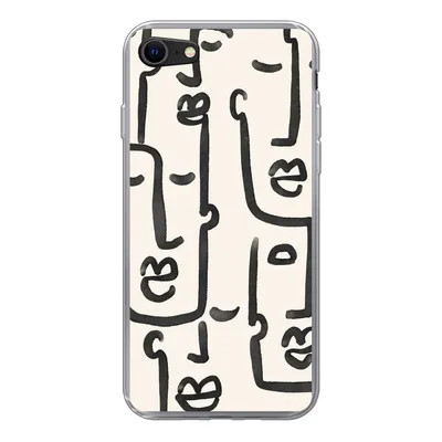 Produktbild von MuchoWow® Handyhülle Schutzhülle Hülle für iPhone 7 Muster - Abstrakt - Linienkunst Silikon Softcase Handy Hülle - Kartenhalter