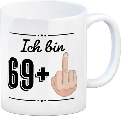 Produktbild von Witziger Kaffeebecher für den 70. Geburtstag mit Motiv: Mittelfinger