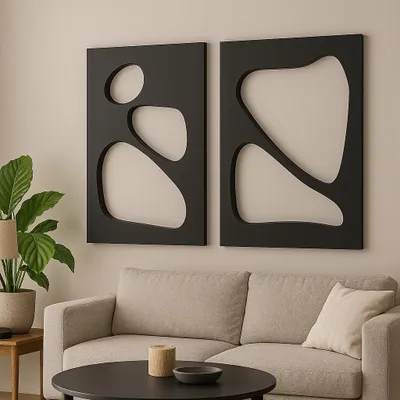 Image de Wallity, Hhloyma00003 - 50 x 70, tableau décoratif en MDF (2 pièces), noir, MDF, 50 x 70 cm