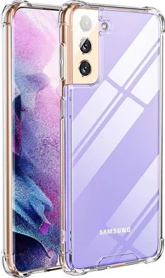 A transparent phone case with gold trim is shown on a white background, with a phone inside.