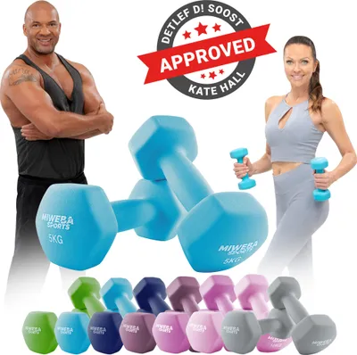 Produktbild von Miweba Sports Profi Neopren Hantel NKH100 | Hantelset - Kurzhanteln - Hexagon - Home Workout - Krafttraining - Anti Rutsch (Türkis 2x 5,0 Kg)