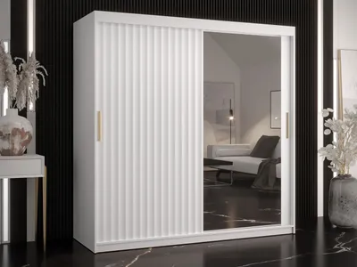 Obrázok produktu pre Zrkadlová šatníková skriňa 180 cm LUNIVE 2 - biela