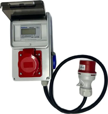 Produktbild von 16A/230V MID geeicht - Mobiler Digital Stromzähler Zwischenstecker Box 1m 400V / 16A CEE-Stecker Und Kupplung 1x230V