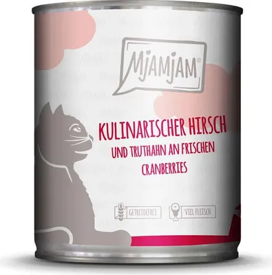 Immagine prodotto di Mjamjam 800gx6 culinario di cervo e tacchino con mirtilli rossi freschi