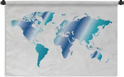 Produktbild von MuchoWow® Wandteppich Wandbehang Weltkarte - Blau - Marmor 120x80 cm Tapisserie Dekoration Wandtuch - Wanddekorationen - Wandtücher