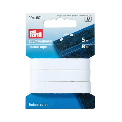 Obrázok produktu pre Bavlnená stuha, 5 m x 10 mm, biela, karta