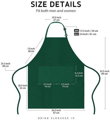 Produktbild von Unisex schort, donkerblauw, verstelbaar, met twee zakken, voor restaurants, keukens, barbecues, winkels, pubs, cafés.