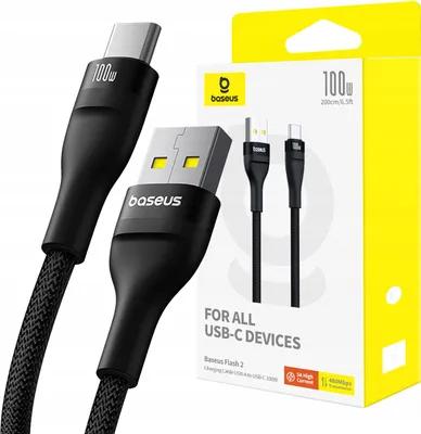 Image de Baseus Flash 2 Câble USB-A / USB-C 100W 1 m - noir