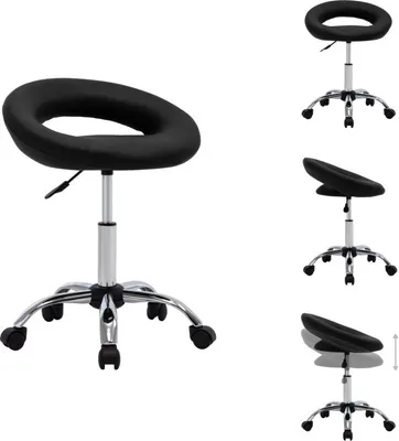 Image de vidaXL Tabouret de travail à roulettes Noir Similicuir - Chaises de bureau