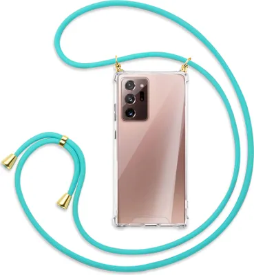 Produktbild von Handykette Backcover-Schutzhülle mit Band (Metall goldfarben) für Samsung Galaxy Note 20 Ultra - türkis