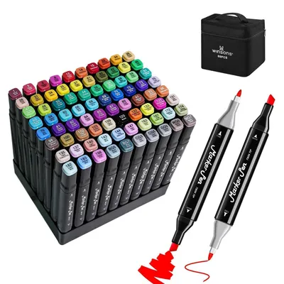 Immagine prodotto di Pennarelli per graffiti, 80 colori, pennarelli a base di alcool con punta doppia, non tossici e ad asciugatura rapida