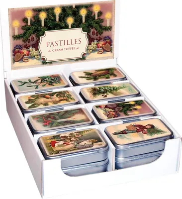 Immagine prodotto di Pasticche in una scatola di latta Luci di Natale