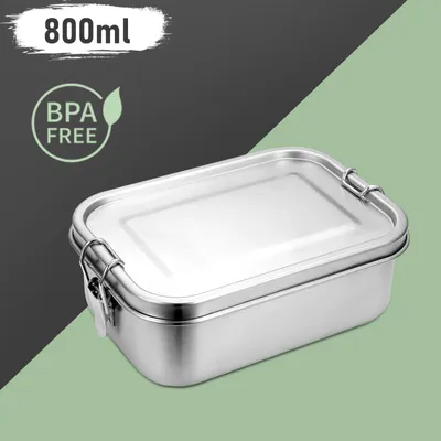 Immagine prodotto di EINFEBEN Contenitore per il pranzo in metallo da 800 ml Contenitore termico per il pranzo in acciaio inox senza BPA
