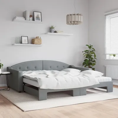 Image de Maison Exclusive - Canapé-lit convertible avec matelas, gris clair, 100 x 200 cm, tissu